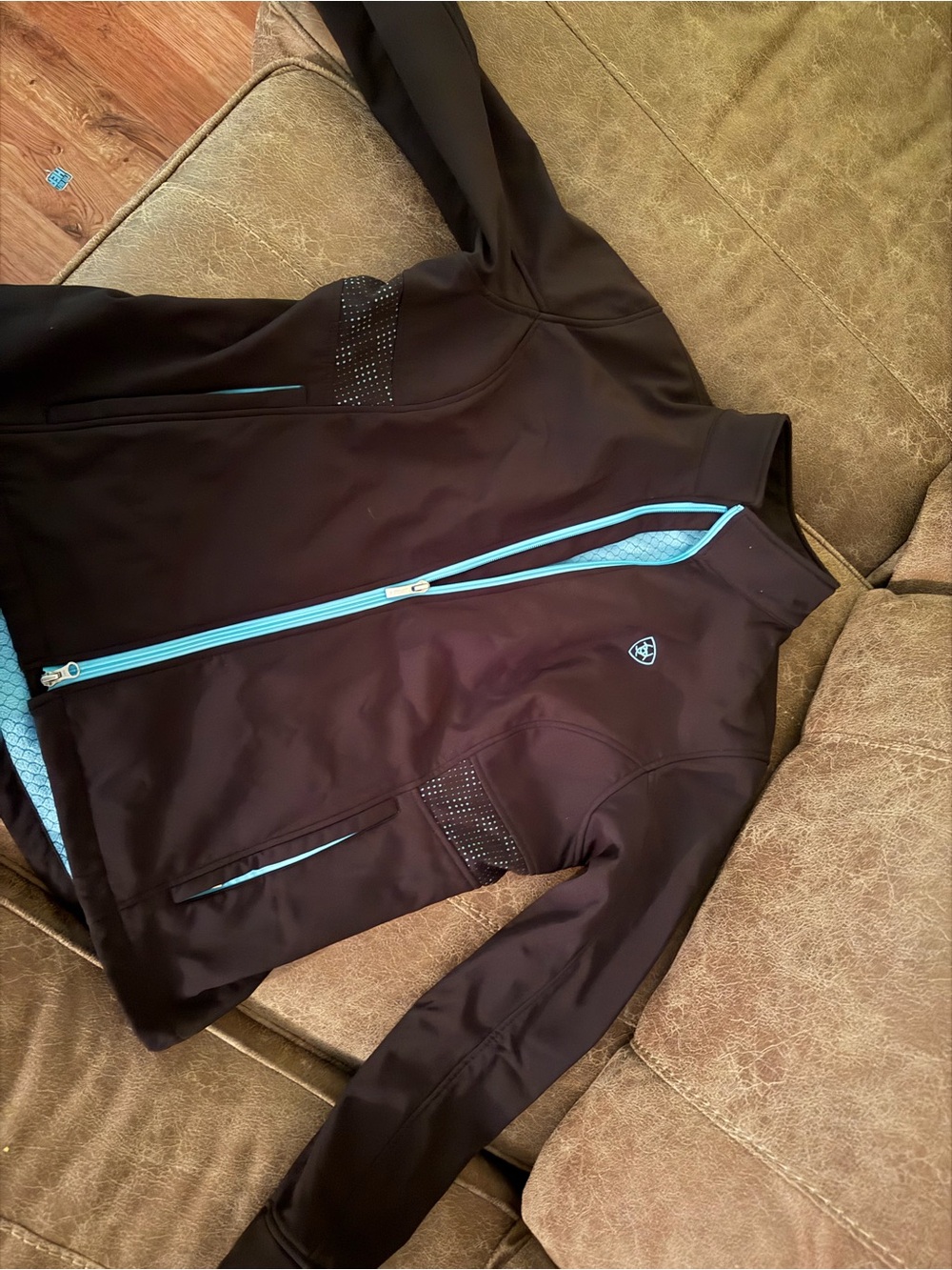 Ariat Black Softshell Jacket with Teal Accents
